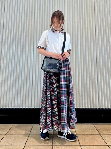 パーマーチェック柄がリンクした遊び心のあるスタイリング