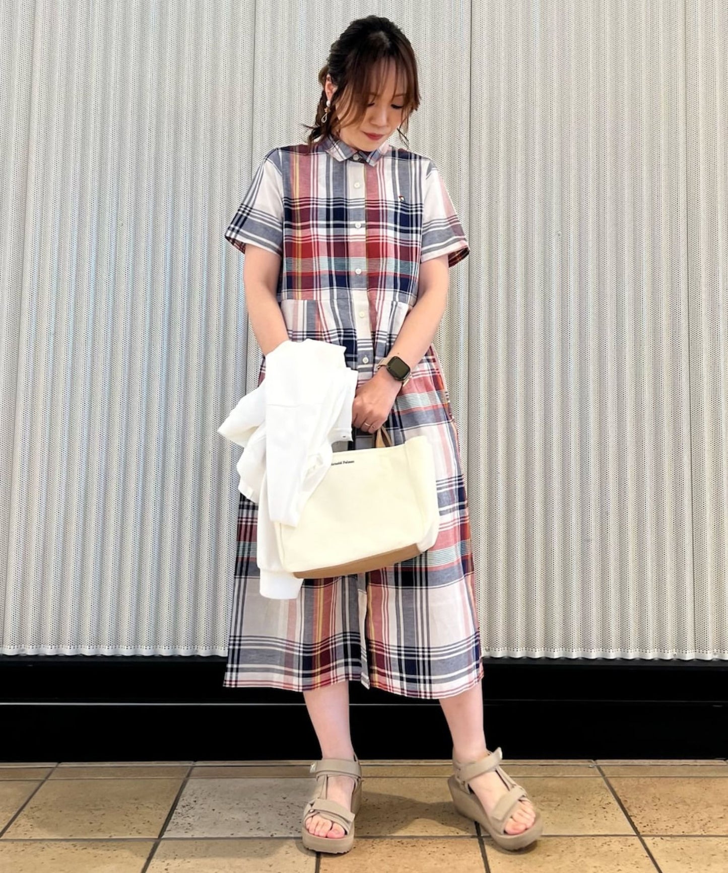 マドラスチェック シャツワンピース
