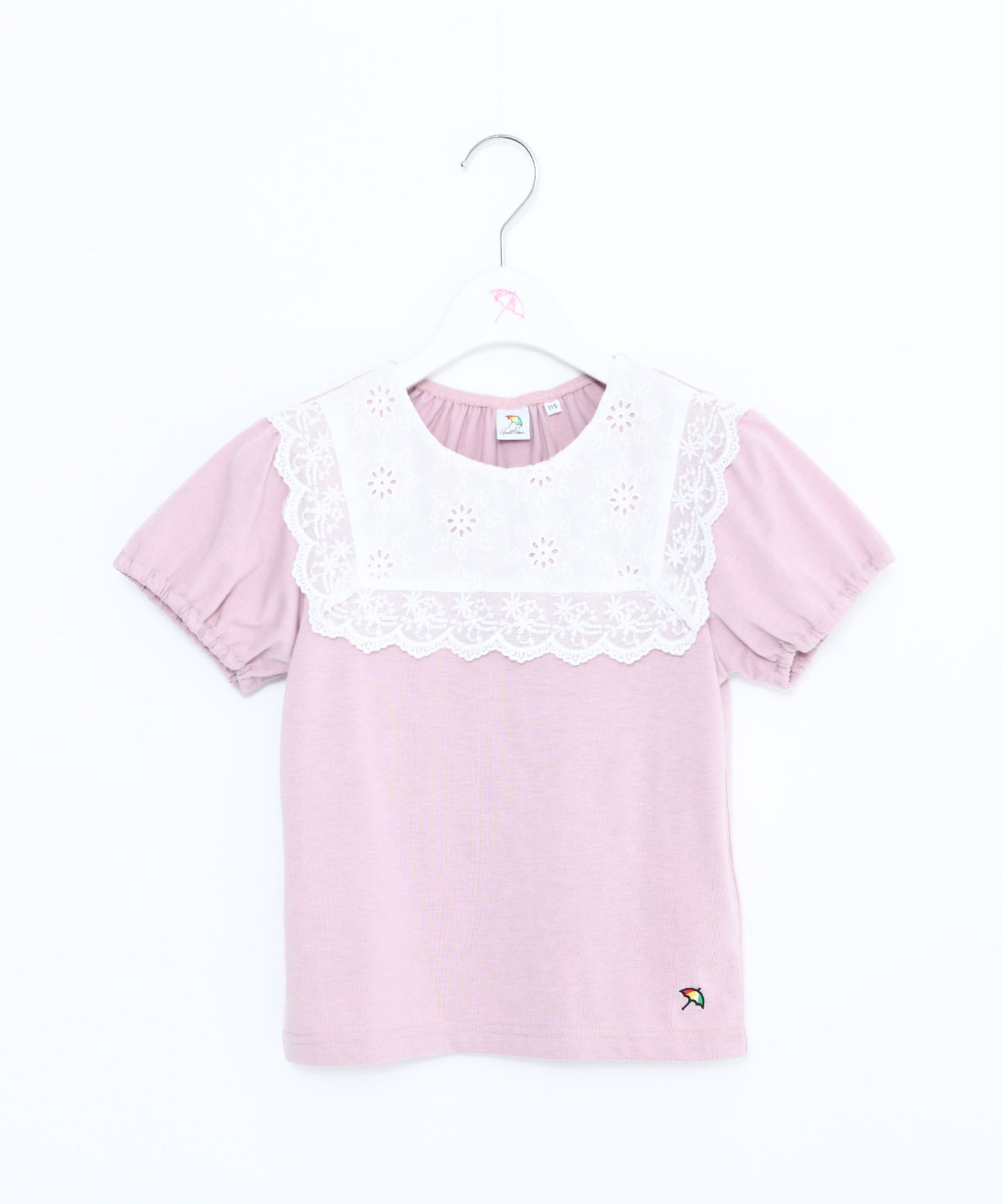 スクエアカラーレース パフスリーブ Tシャツ【キッズ】