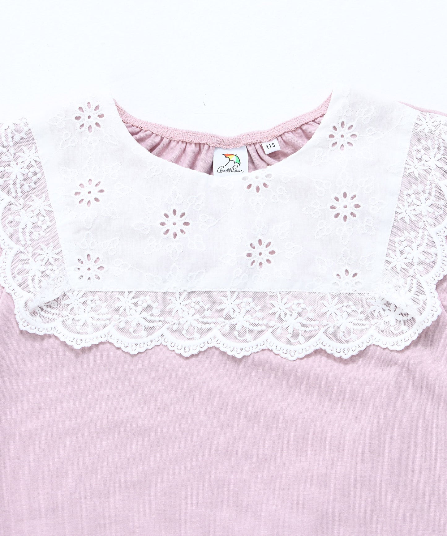 スクエアカラーレース パフスリーブ Tシャツ【キッズ】