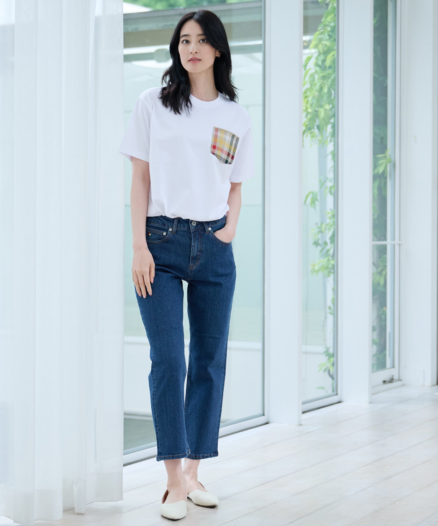 シェア パーマーチェックリブポケットTシャツ