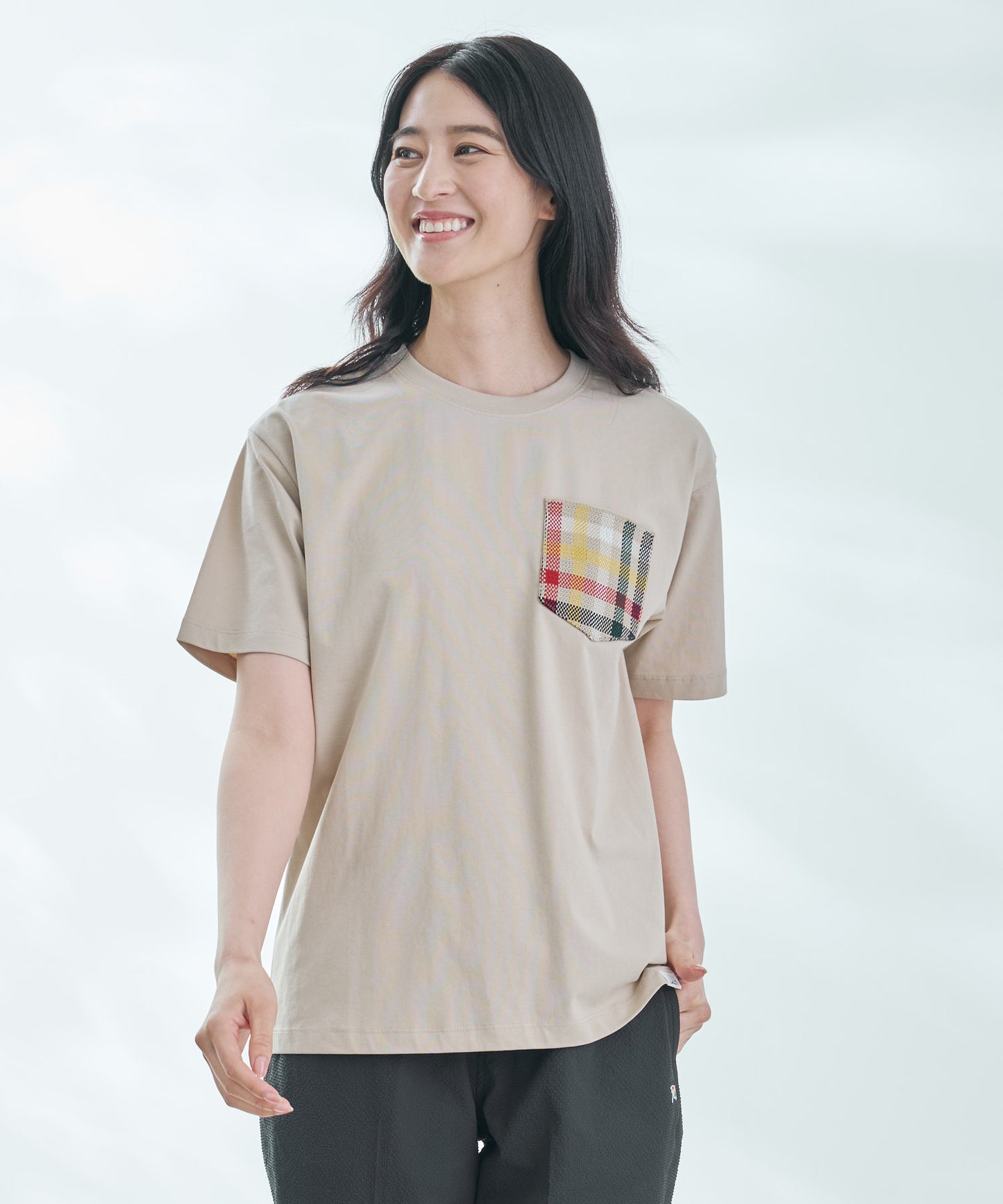 シェア パーマーチェックリブポケットTシャツ