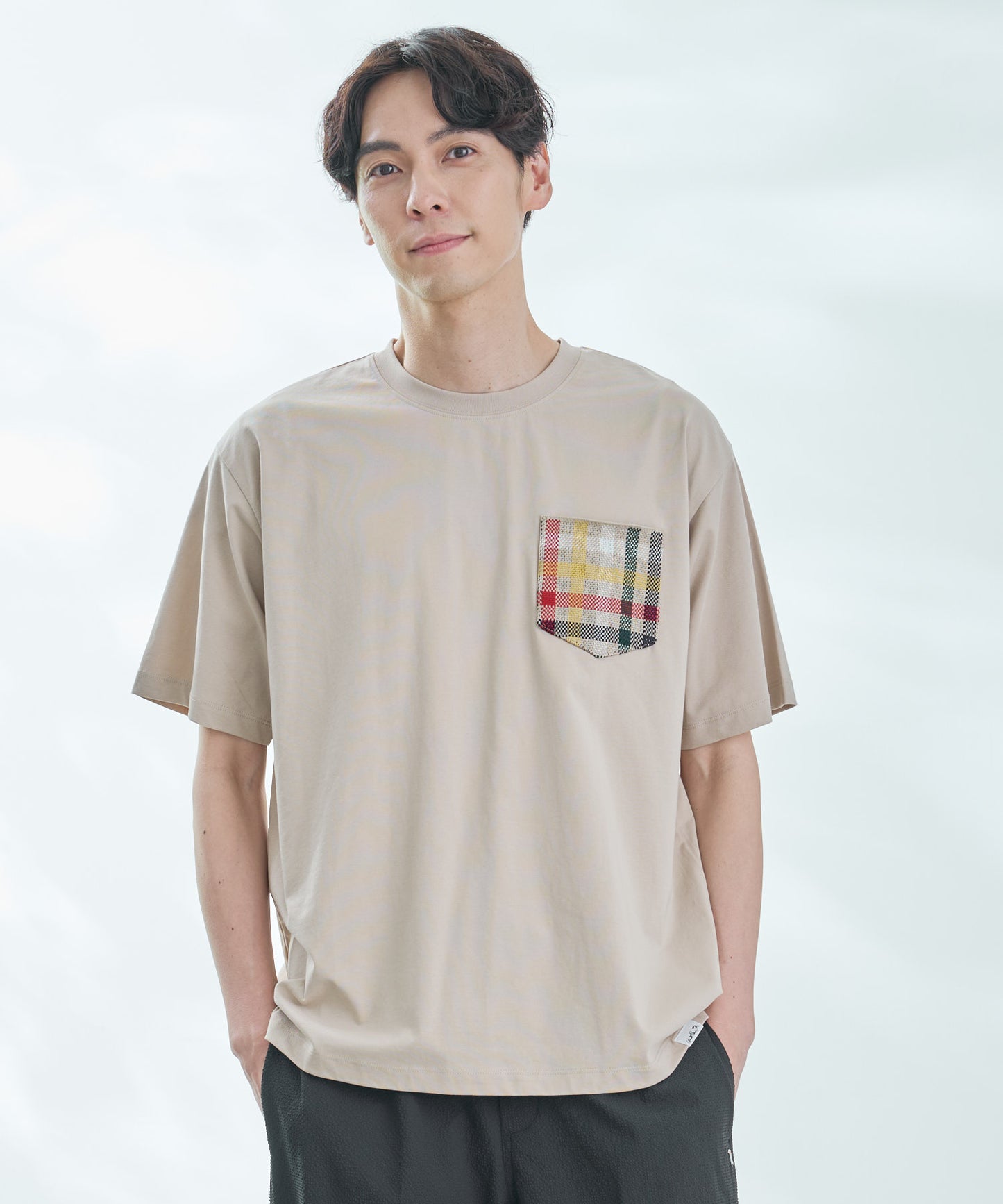 シェア パーマーチェックリブポケットTシャツ