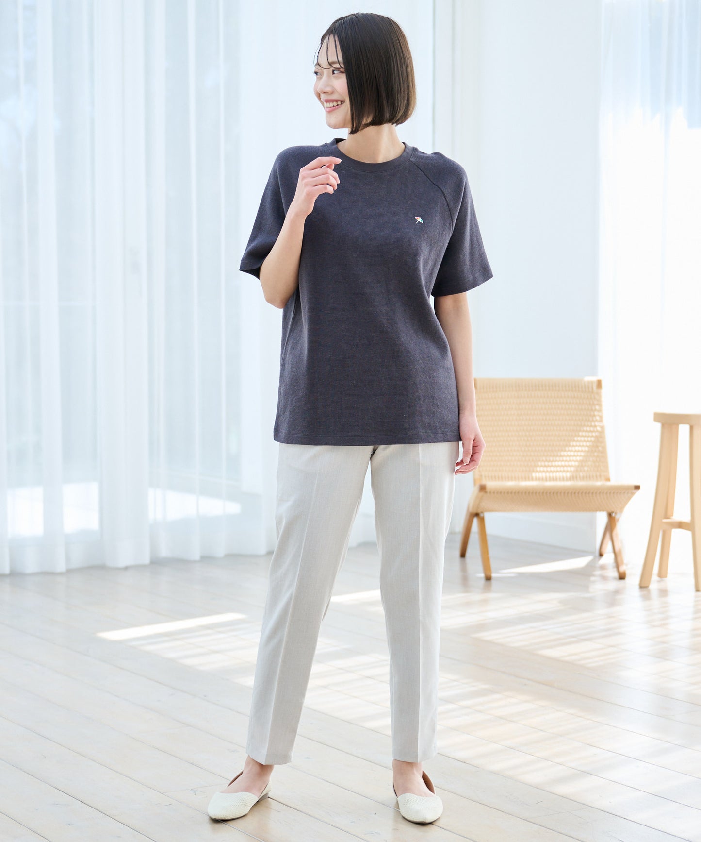 寄り添うリネン シェア ラグランTシャツ