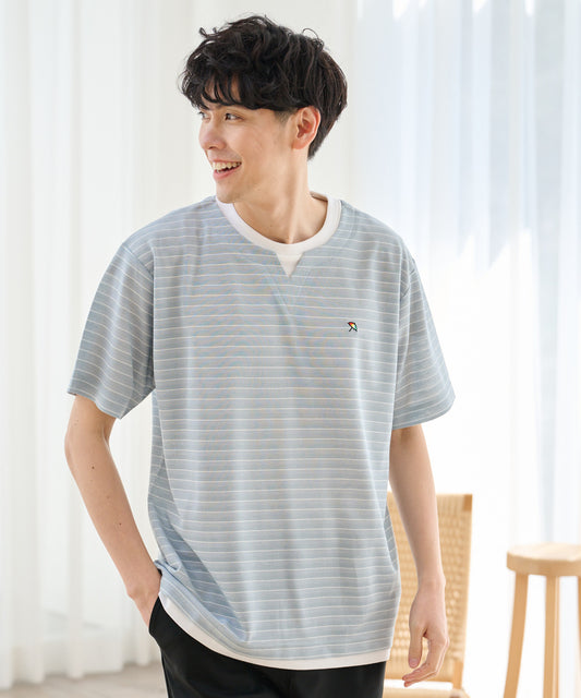 Arnold Palmer 地柄ボーダー フェイクレイヤードTシャツ