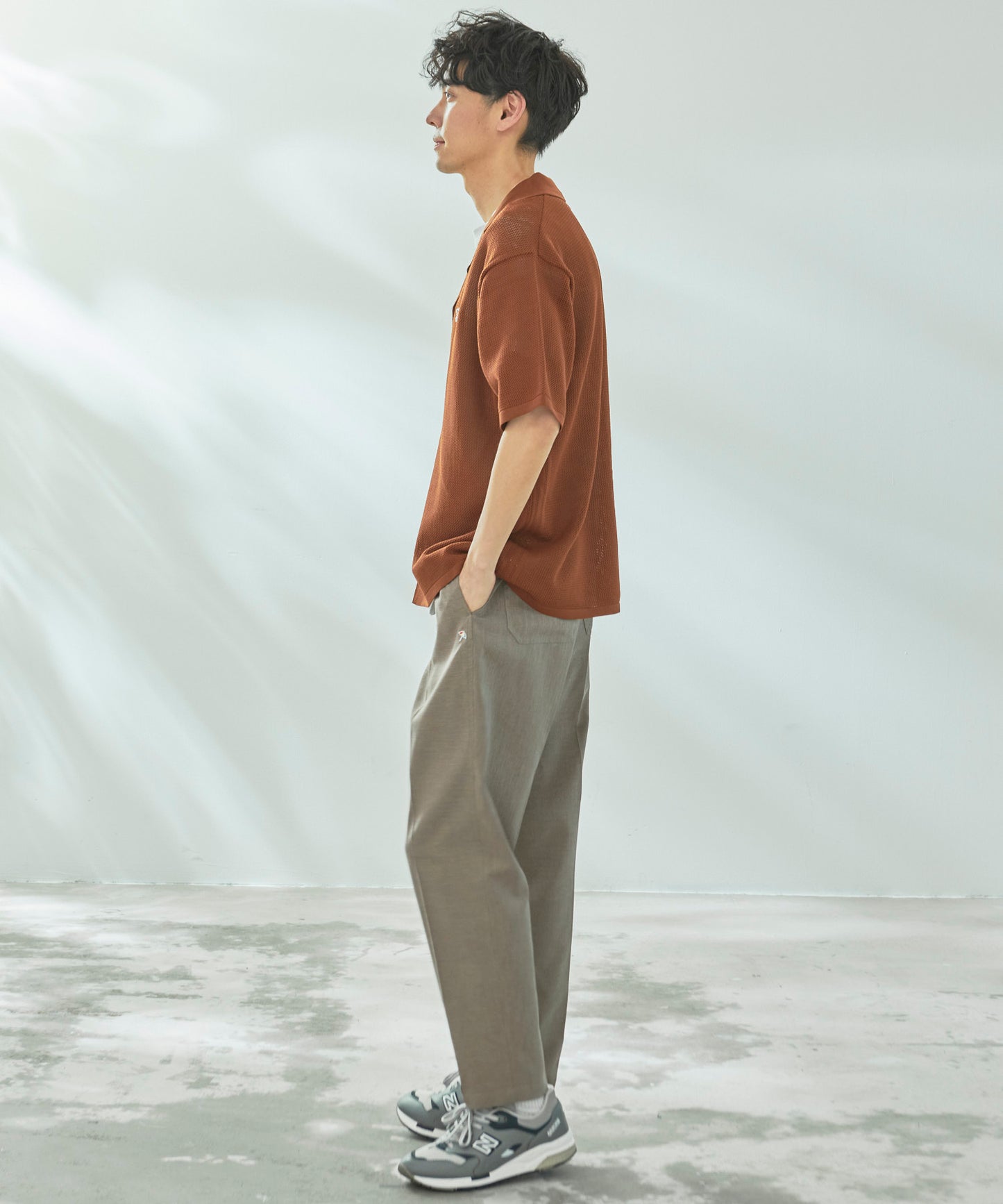 【TIME SALE】メッシュニットシャツカーディガン+Tシャツセット