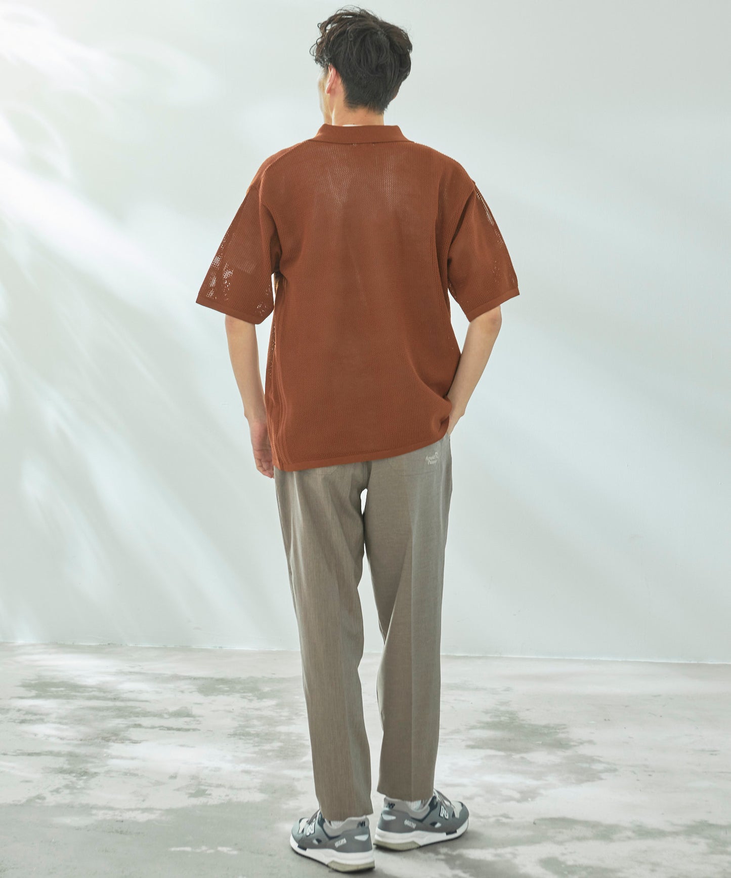 【TIME SALE】メッシュニットシャツカーディガン+Tシャツセット
