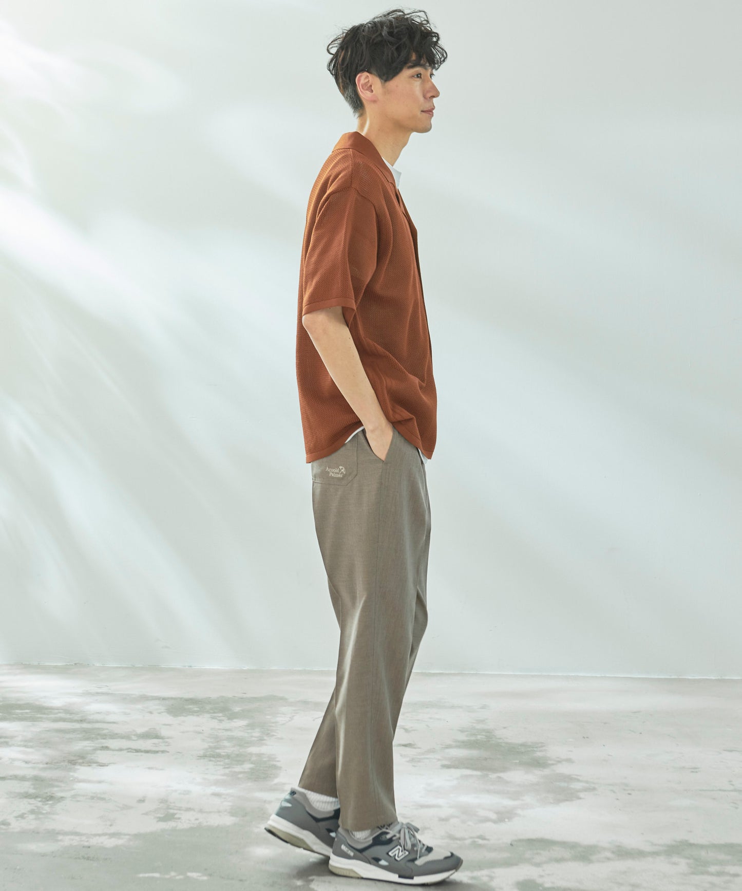 【TIME SALE】メッシュニットシャツカーディガン+Tシャツセット