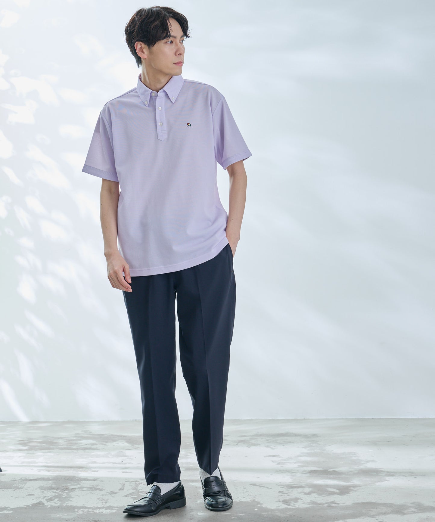 【TIME SALE】シャンブレー鹿の子 ボタンダウンポロTシャツ