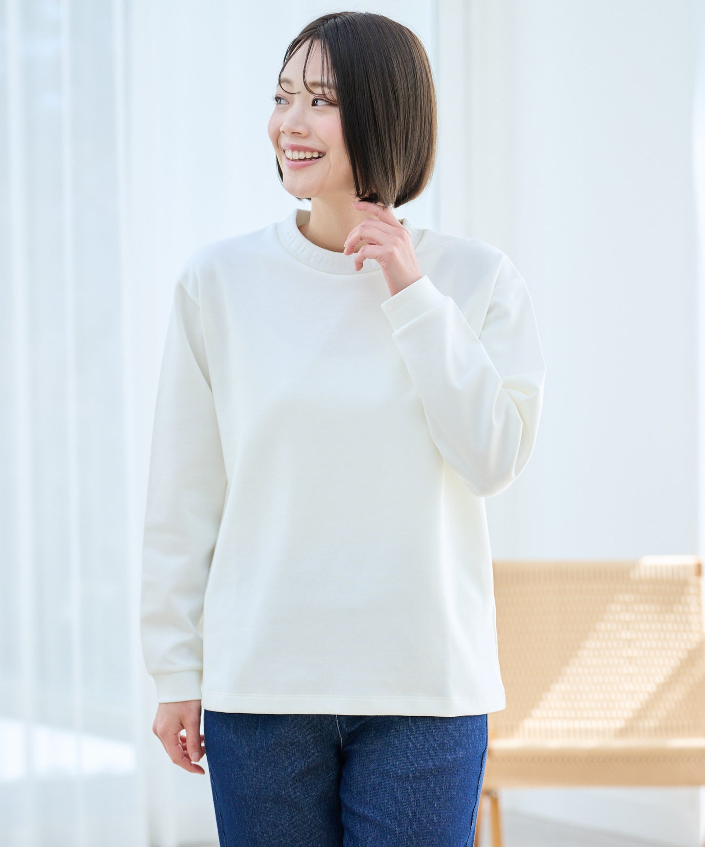 ストレッチポンチ シェア 衿ロゴロングTシャツ