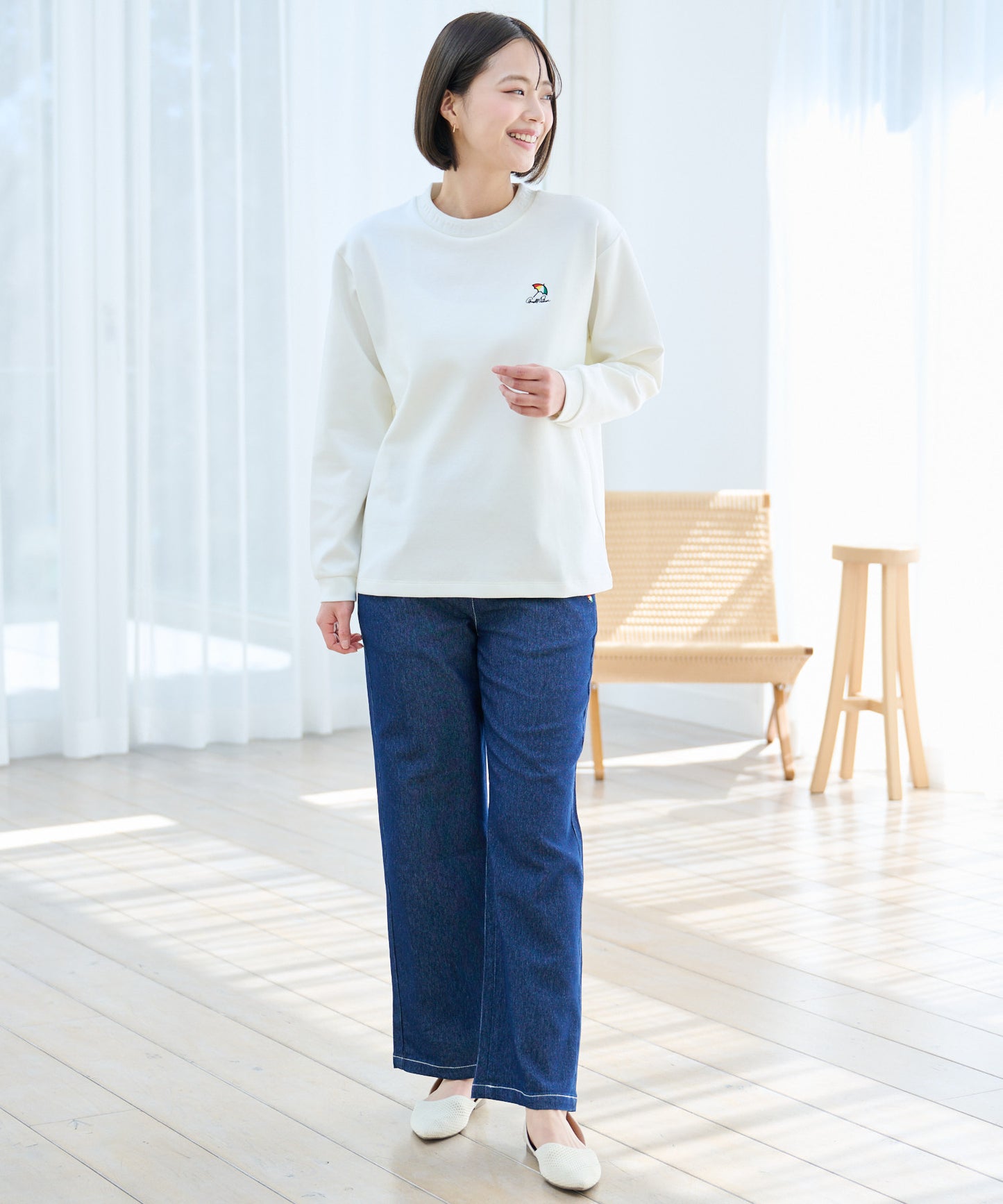 ストレッチポンチ シェア 衿ロゴロングTシャツ