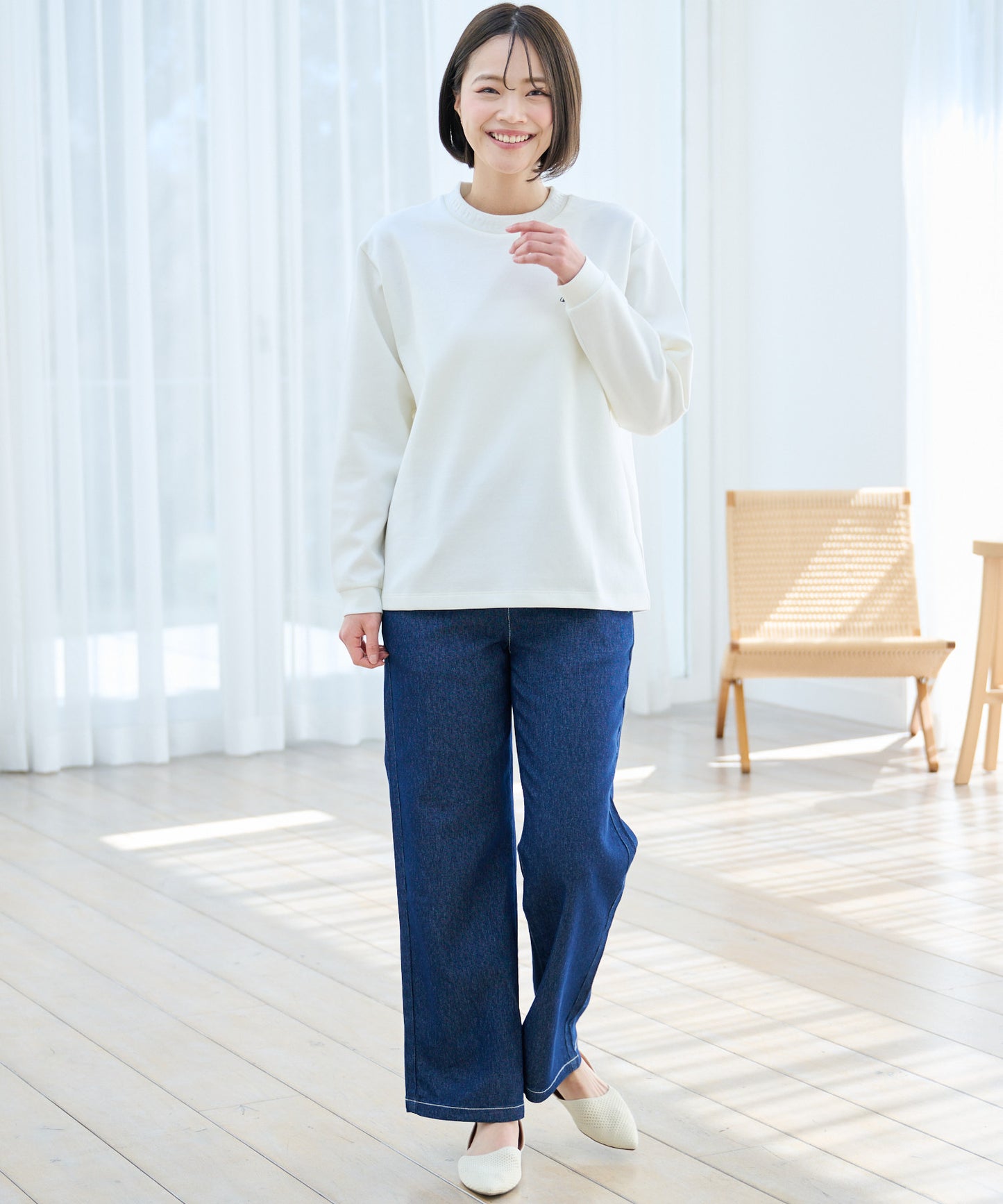 ストレッチポンチ シェア 衿ロゴロングTシャツ