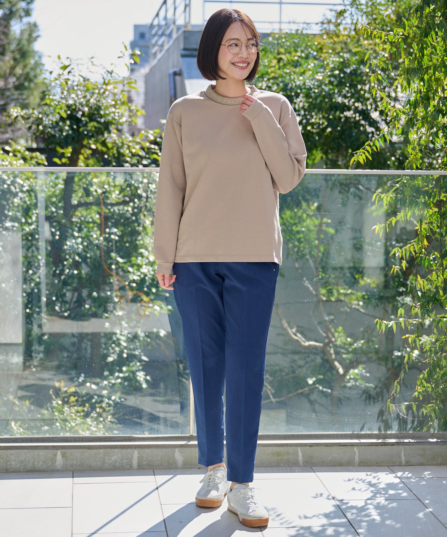 ストレッチポンチ シェア 衿ロゴロングTシャツ