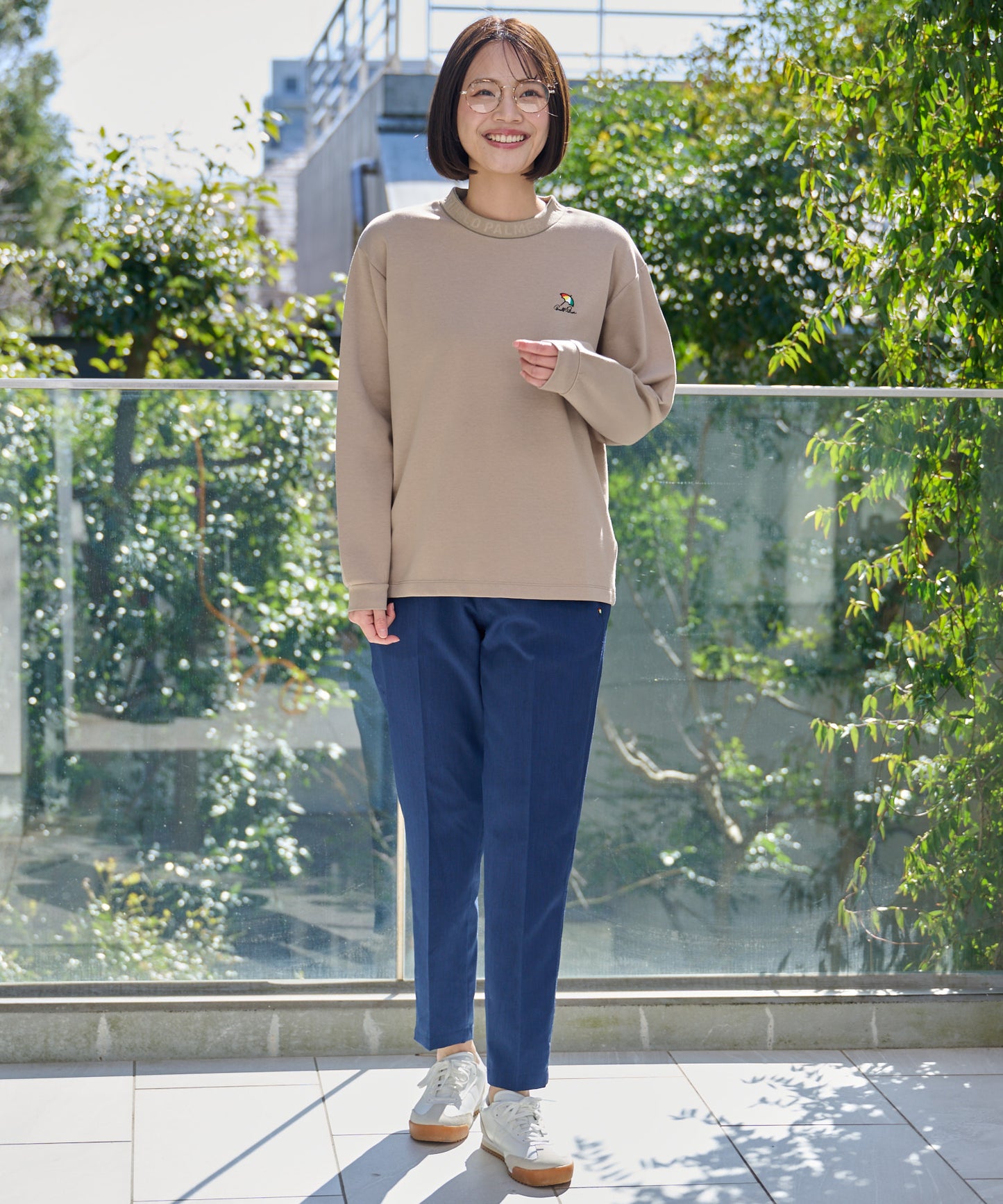ストレッチポンチ シェア 衿ロゴロングTシャツ