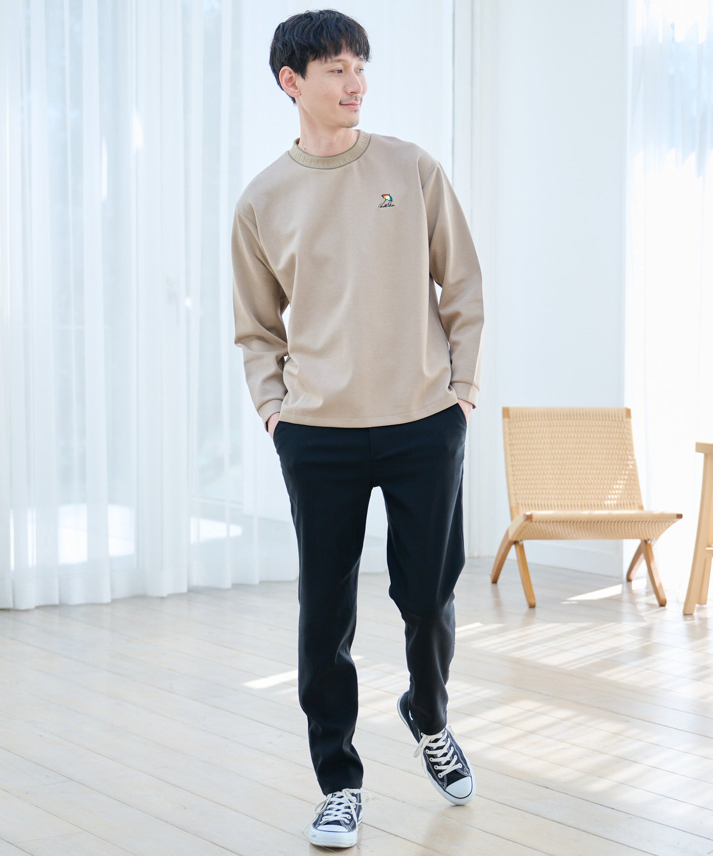 ストレッチポンチ シェア 衿ロゴロングTシャツ