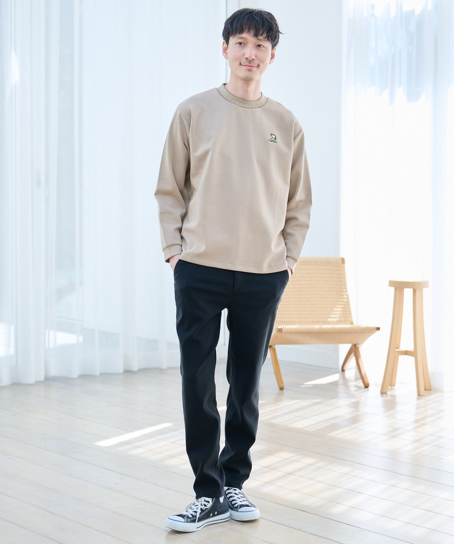 ストレッチポンチ シェア 衿ロゴロングTシャツ