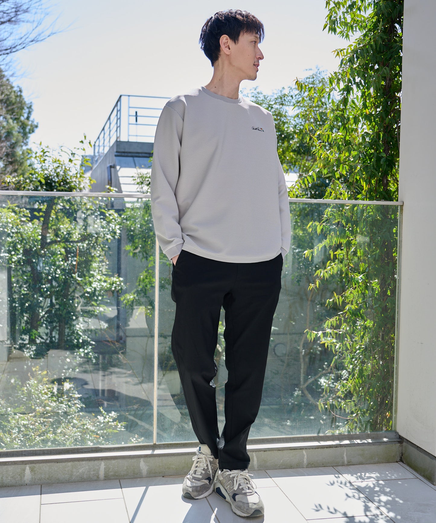 ドライリップル ボーダー ロングスリーブTシャツ