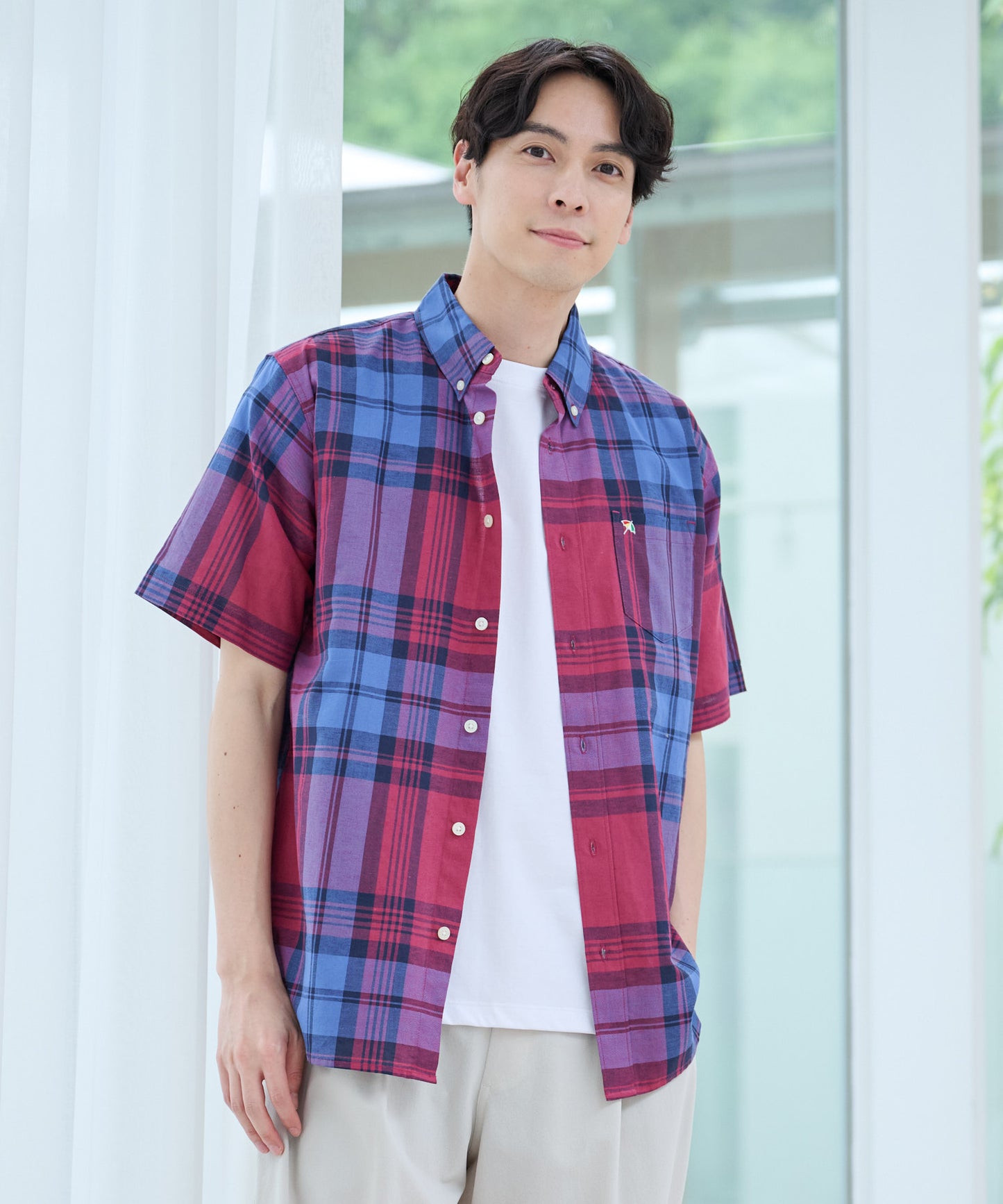 【TIME SALE】マドラスチェック 半袖シャツ