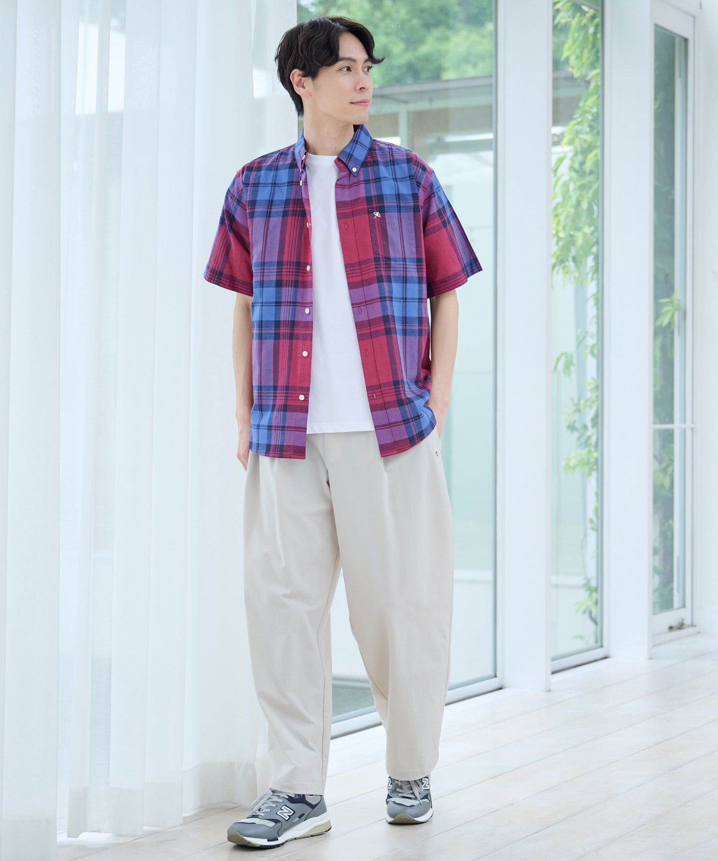 【TIME SALE】マドラスチェック 半袖シャツ