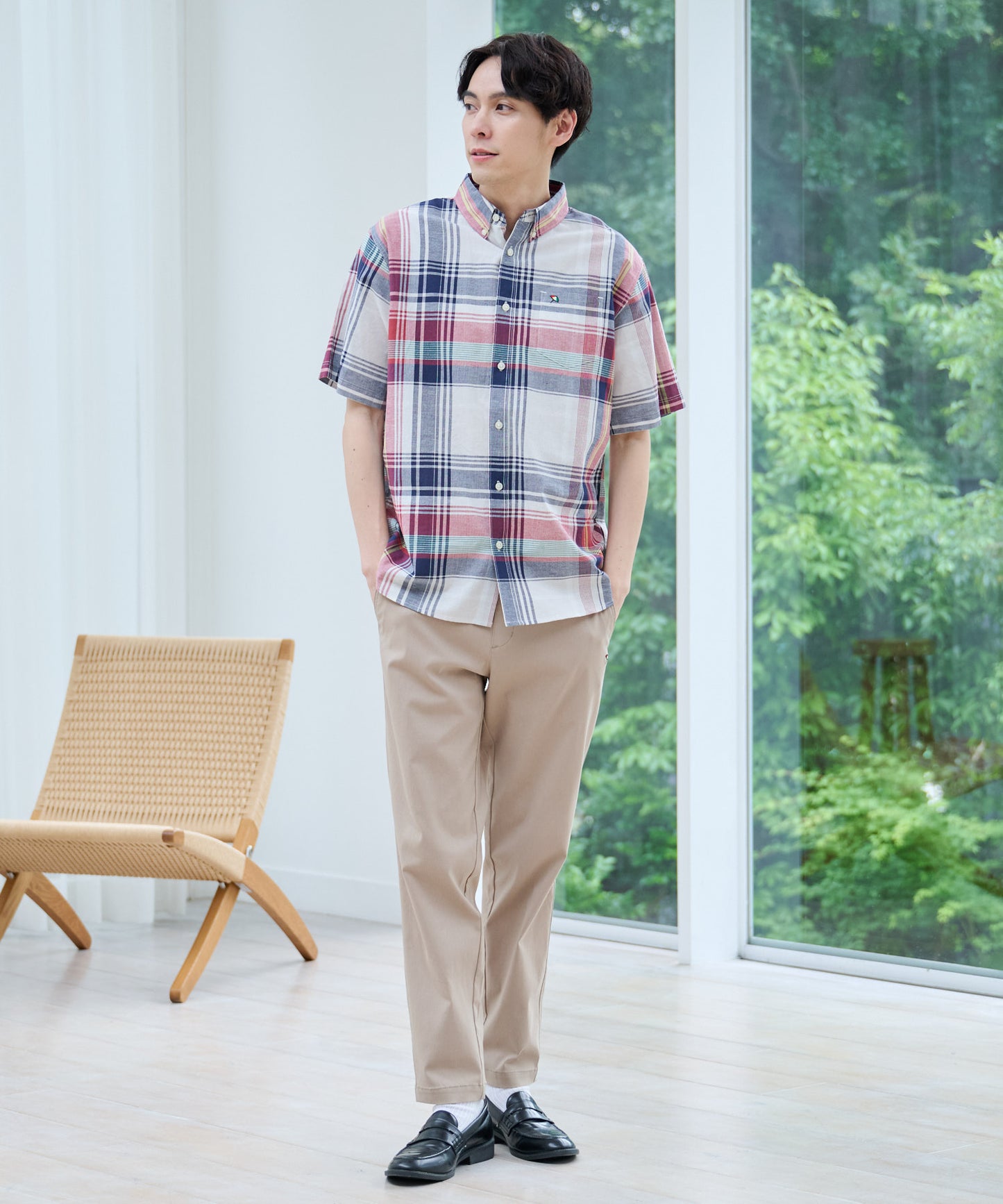 【TIME SALE】マドラスチェック 半袖シャツ