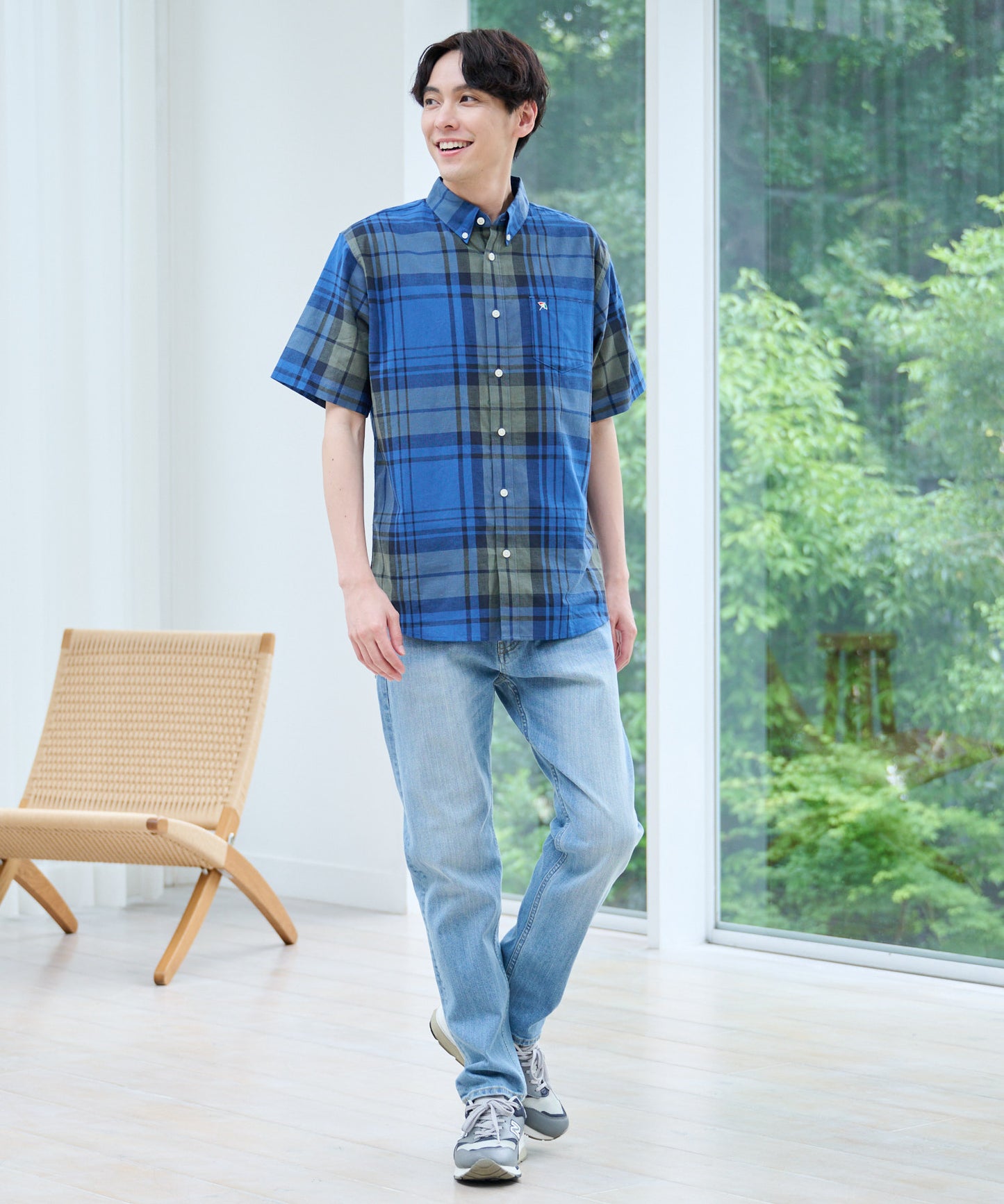 【TIME SALE】マドラスチェック 半袖シャツ