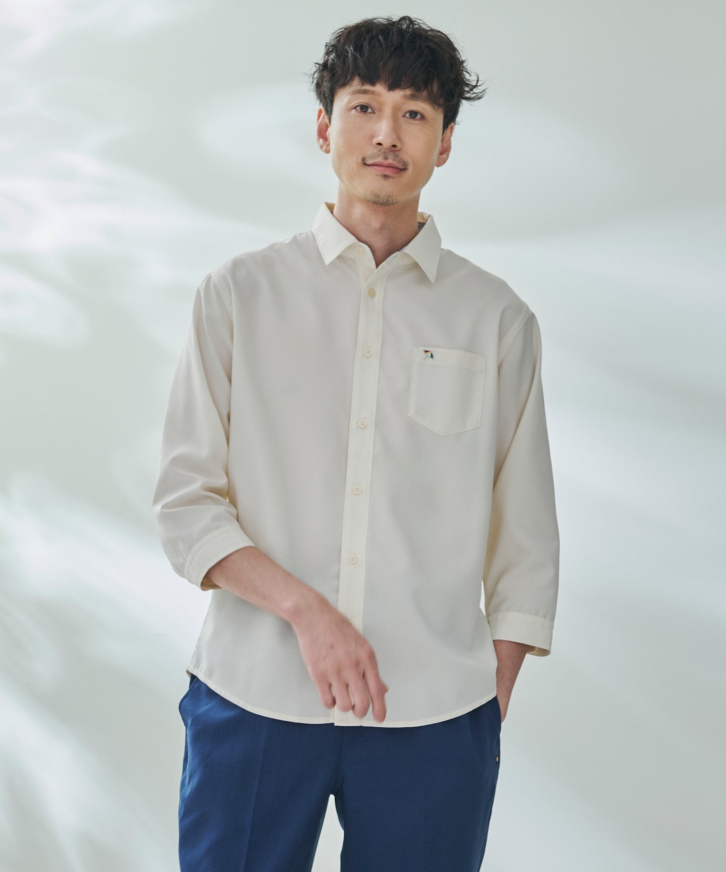 リネンタッチ7分袖シャツ
