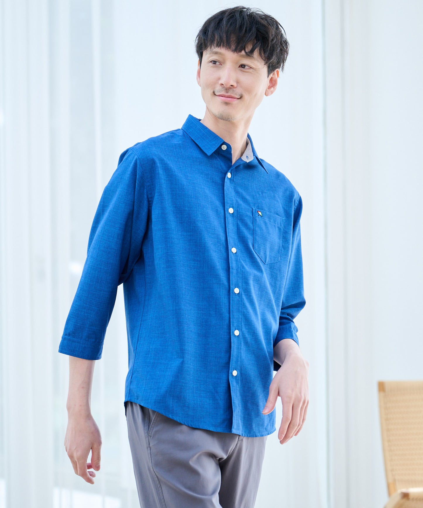 リネンタッチ7分袖シャツ