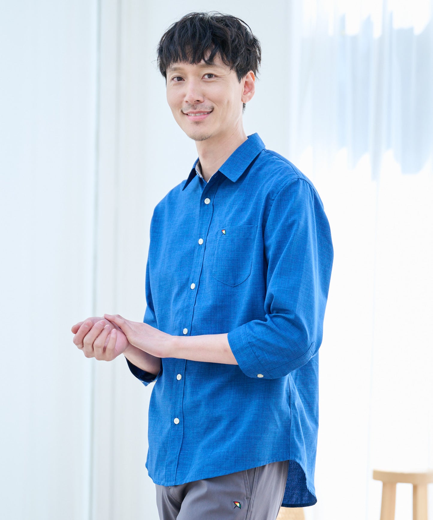 リネンタッチ7分袖シャツ