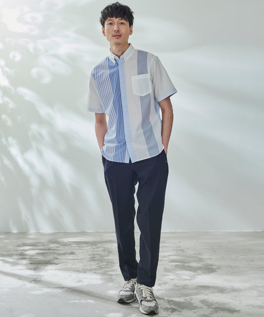 Arnold Palmer パネルランダムストライプ半袖シャツ