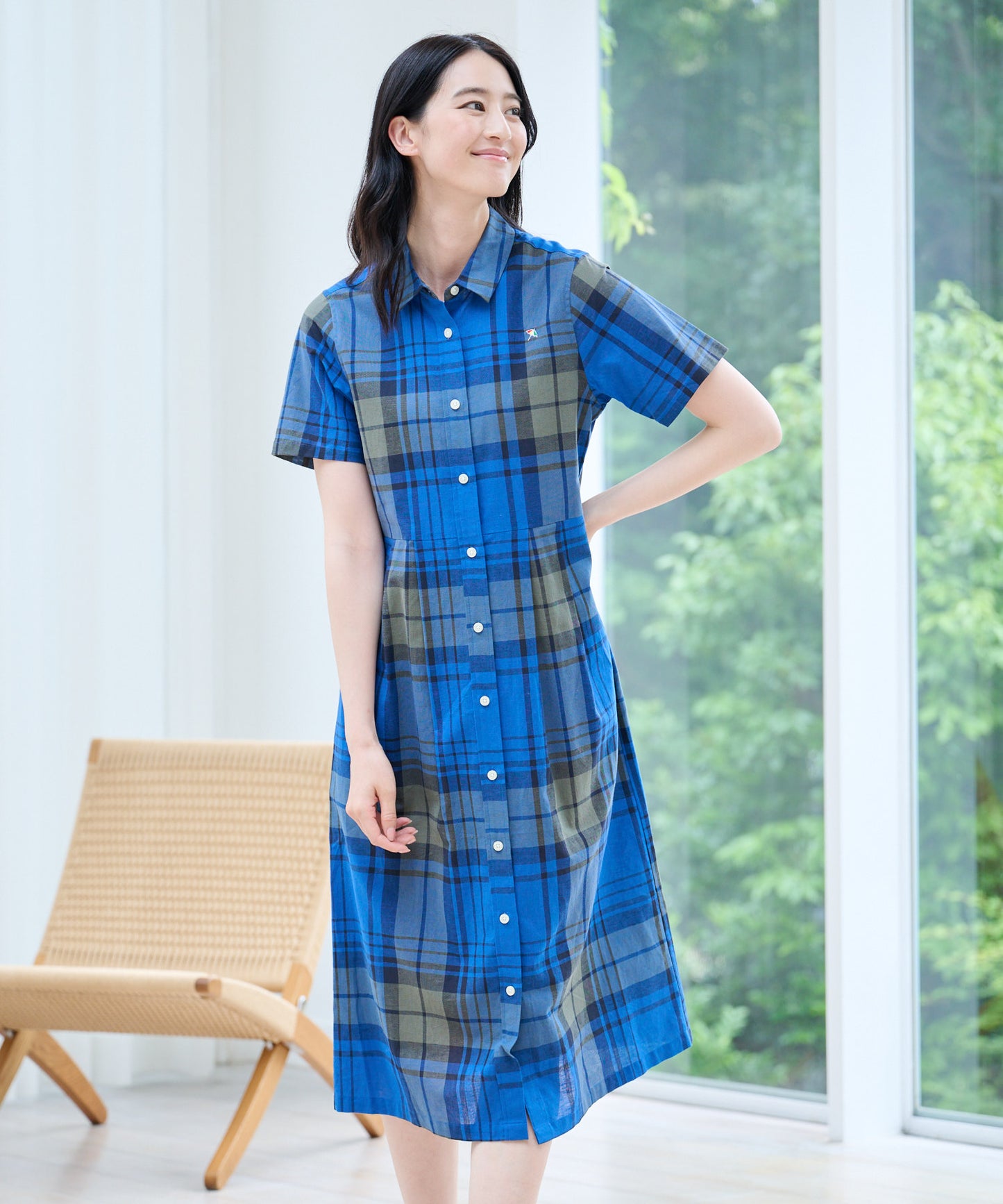 【TIME SALE】マドラスチェック シャツワンピース