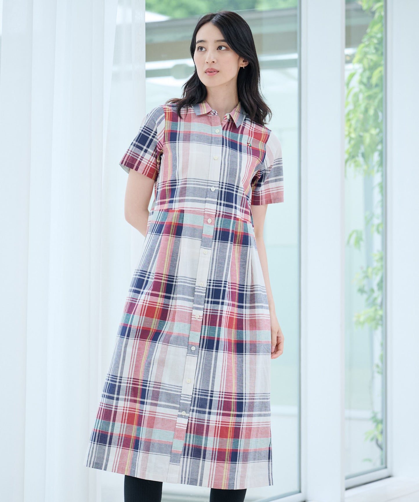 【TIME SALE】マドラスチェック シャツワンピース