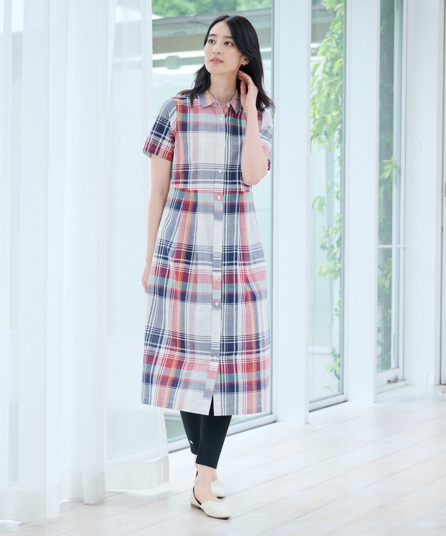 【TIME SALE】マドラスチェック シャツワンピース