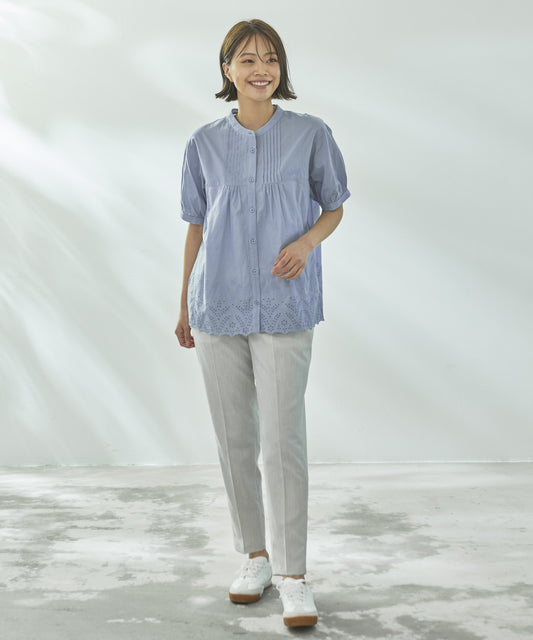 Arnold Palmer インド綿 裾スカラップ刺繍ブラウス