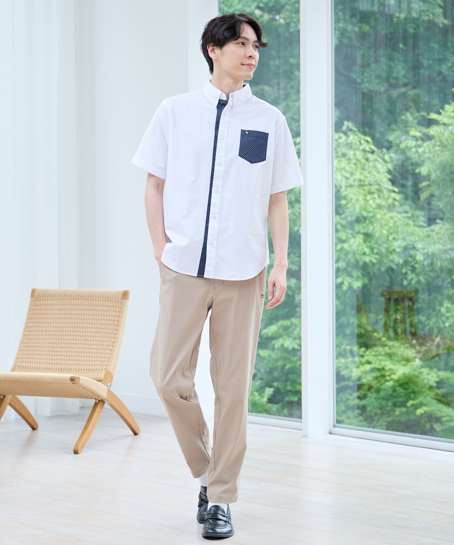 バンダナ切替半袖シャツ