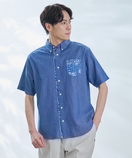 Arnold Palmer バンダナ切替半袖シャツ