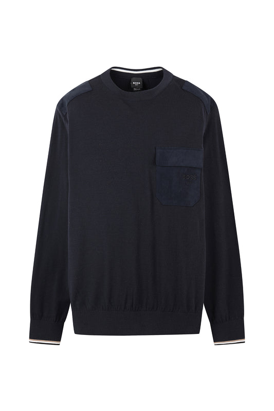 BOSS GOLF Suede Patch SW | スエード調 パッチ セーター