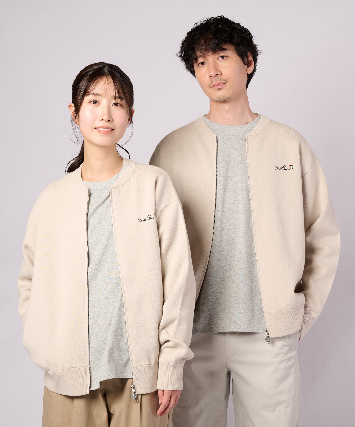 PEARLY GATES★ジップニットブルゾン白1マーク&ロナアルチビオビームス シェア スウェットライクニット ジップブルゾン（ニット/セーター/ユニ