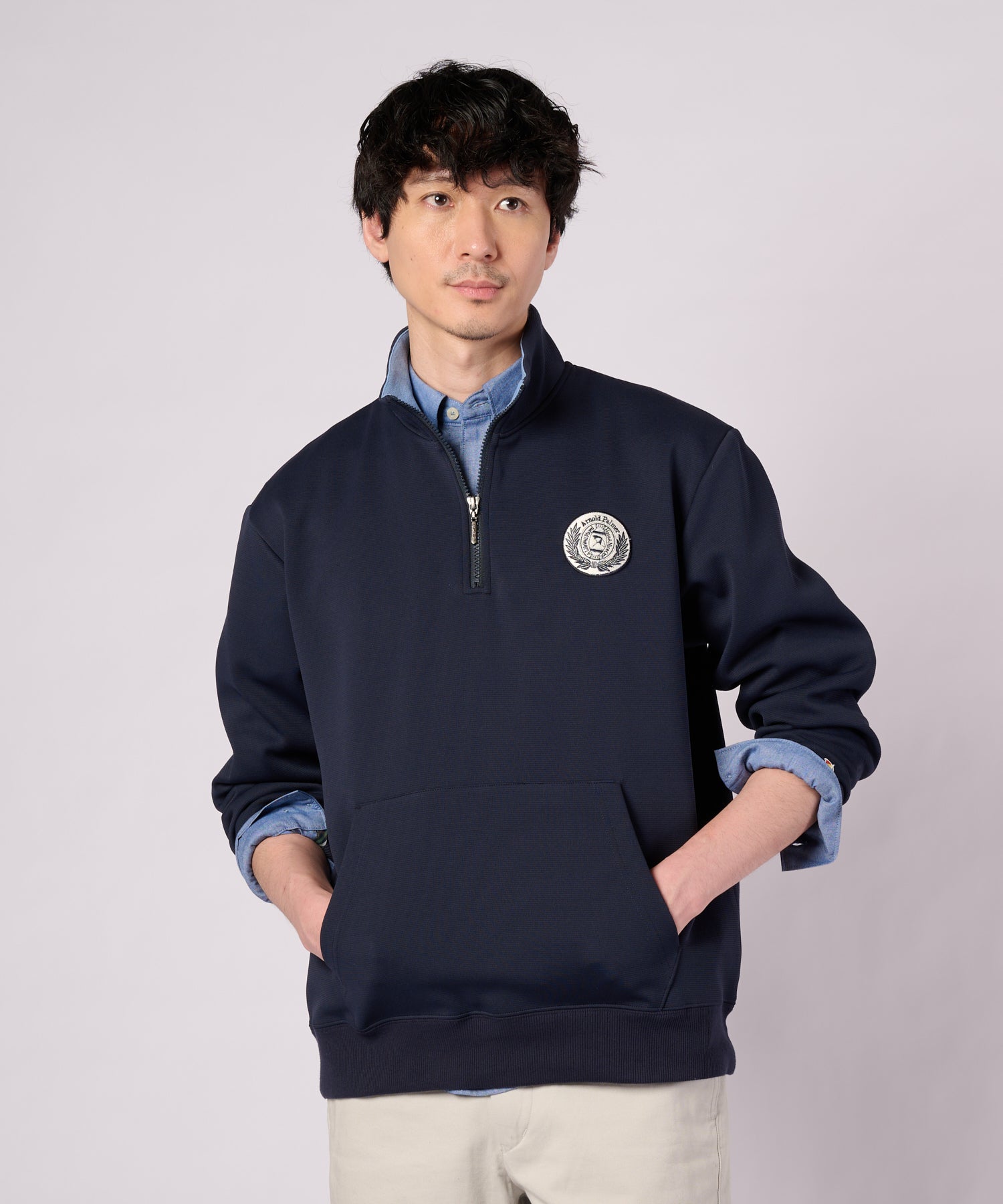 ミラノリブポンチ ハーフジップスウェット（スウェット/メンズ