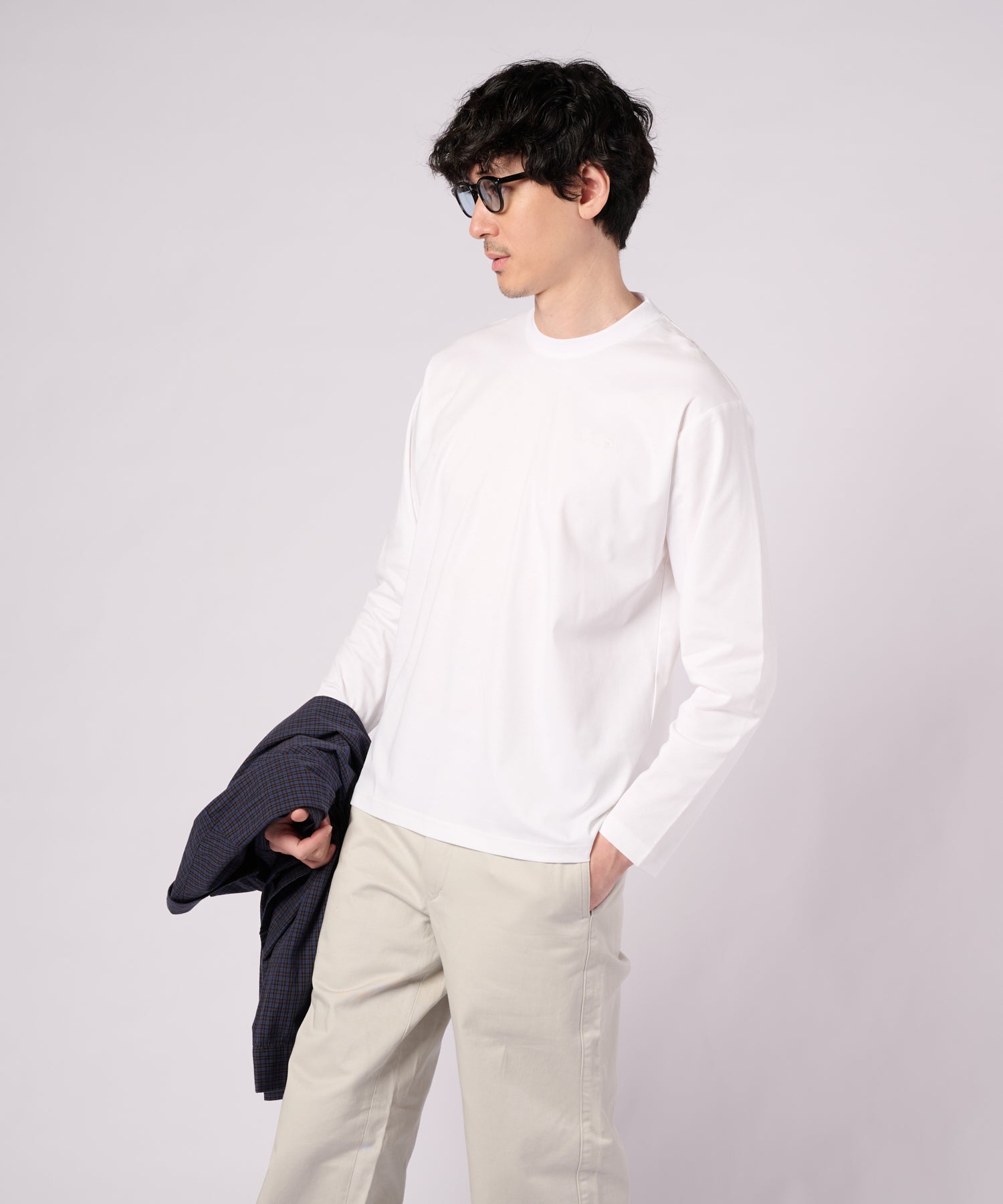 ペールアイボリーウォームアップ　Tシャツ シルキースムース ロングTシャツ（Tシャツ/カットソー/メンズ