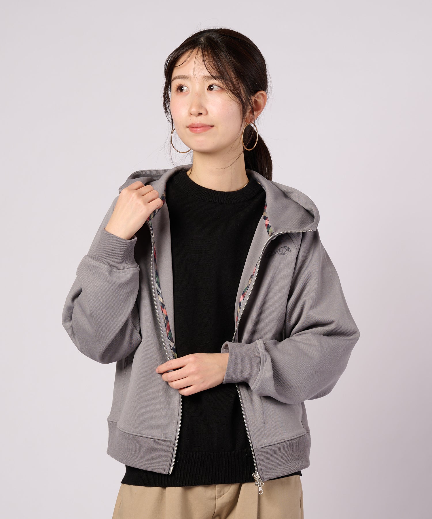 カットカルゼ コンパクト ZIPパーカー（パーカー/レディース