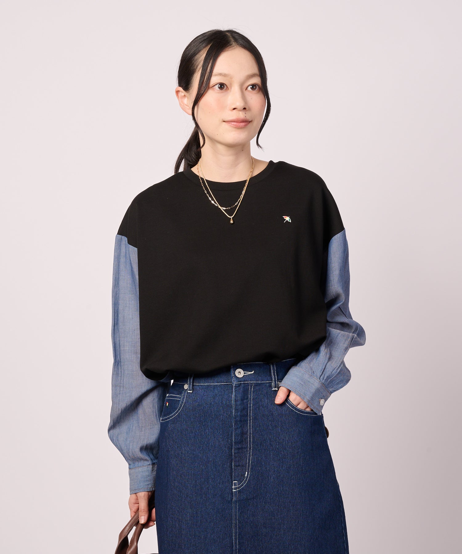 サーデニム ドッキング プルオーバー（Tシャツ/カットソー/レディース