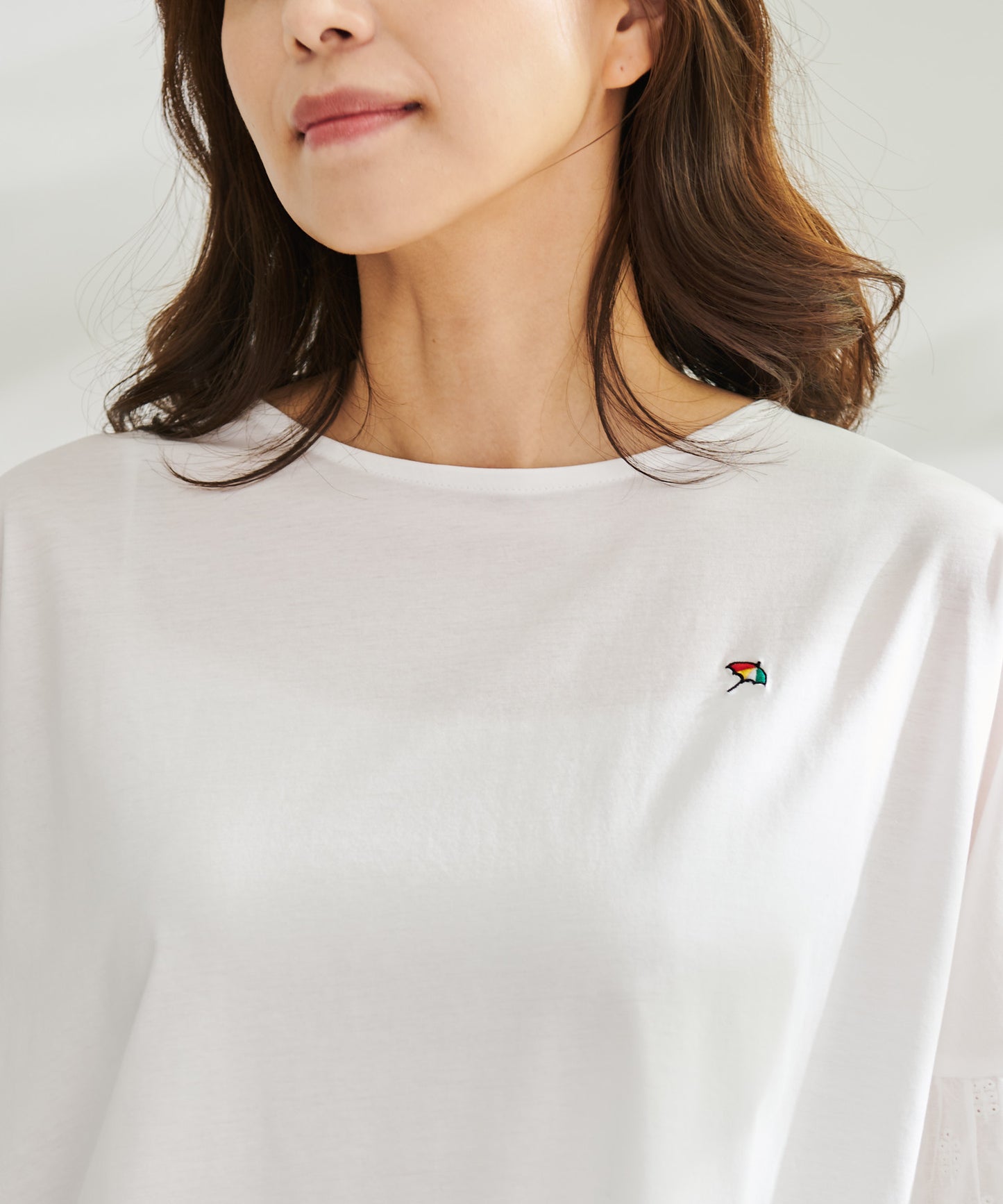 【残り3点】袖レース シルケット天竺Tシャツ