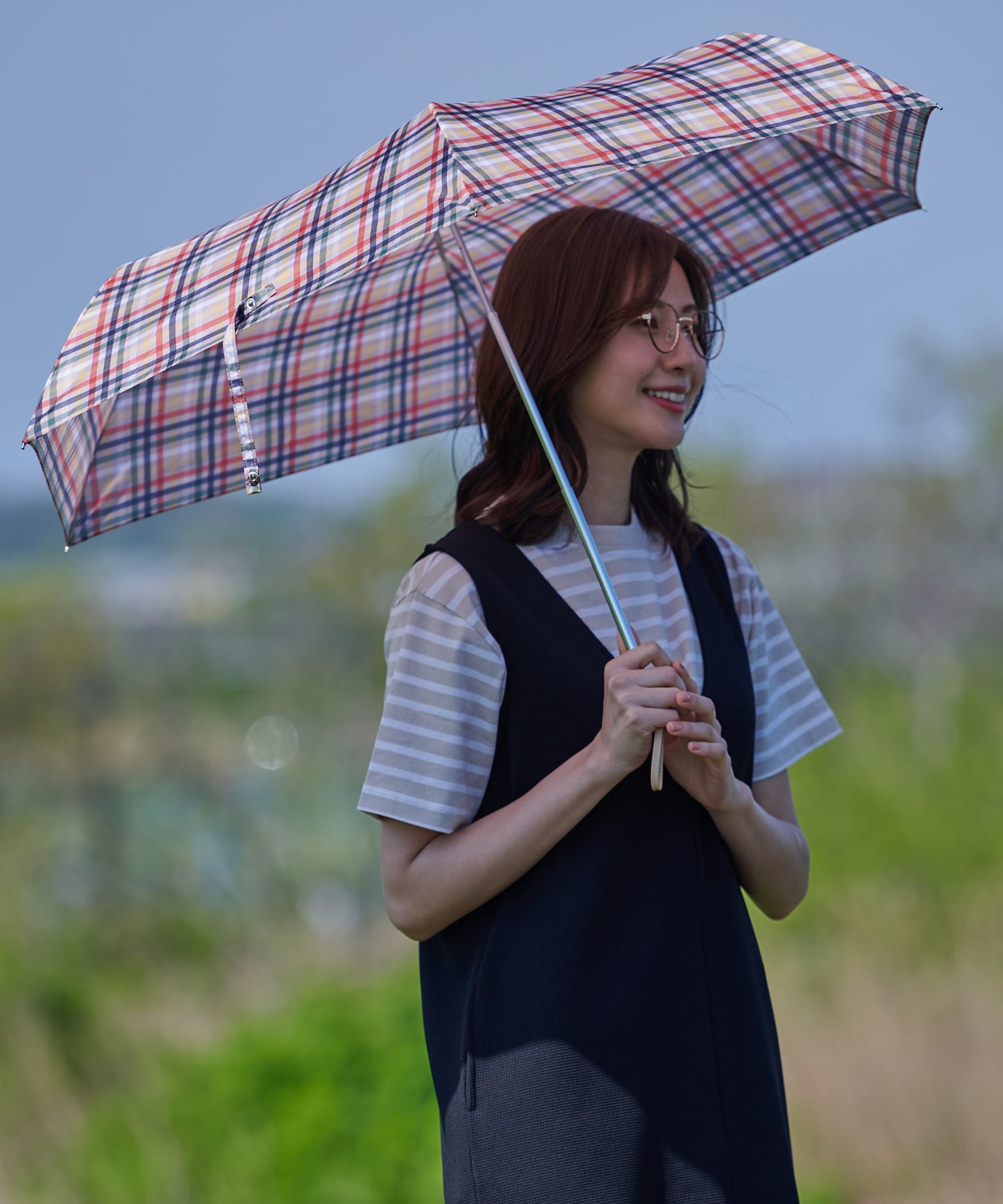 パーマーチェック晴雨兼用シェア折り畳み傘