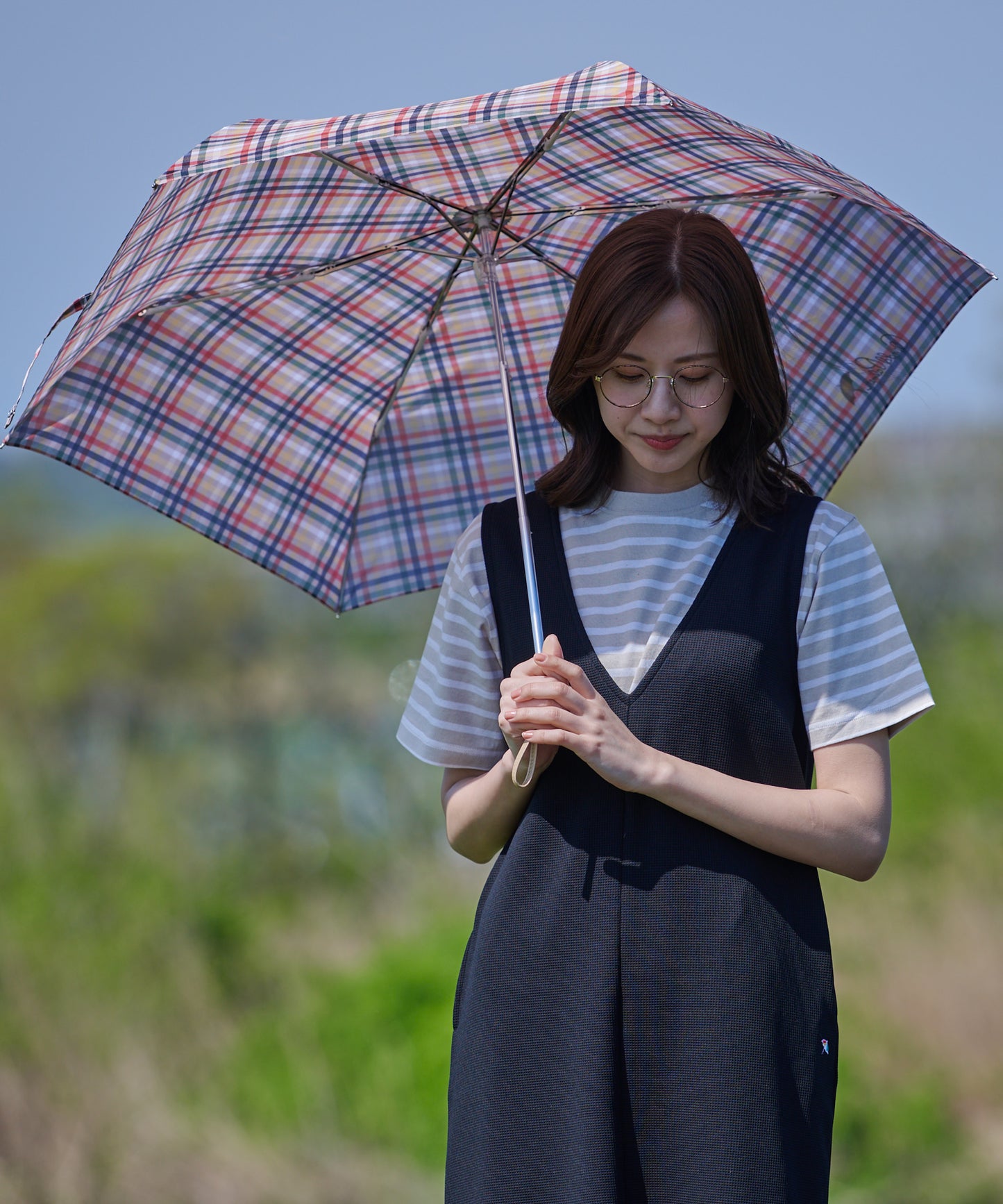 パーマーチェック晴雨兼用シェア折り畳み傘