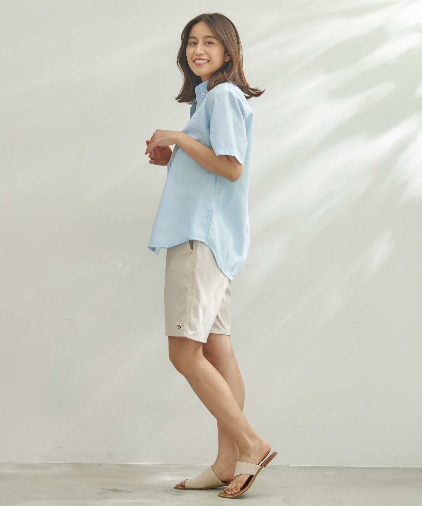 リネンブレンド シェア半袖シャツ