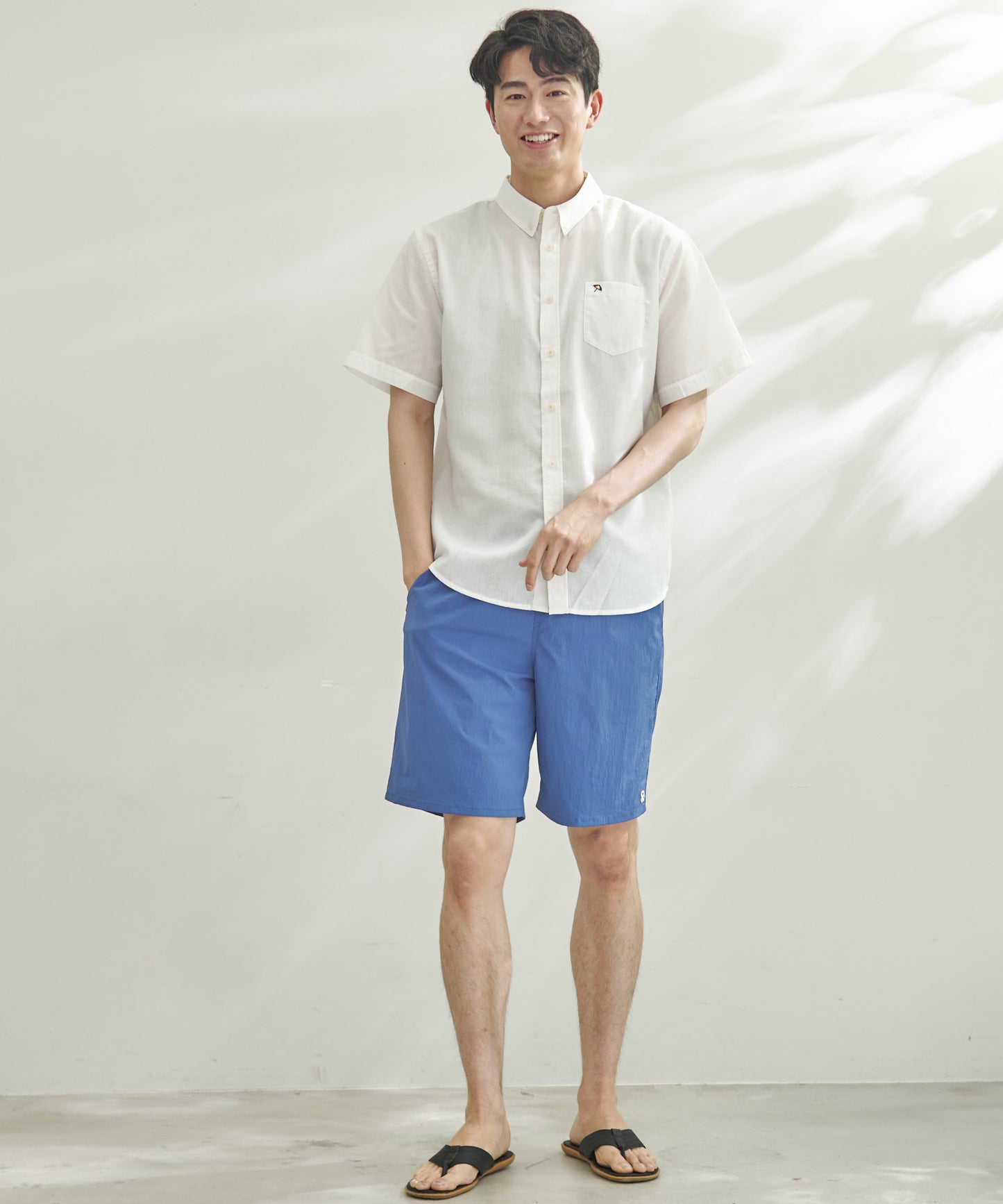 リネンブレンド シェア半袖シャツ