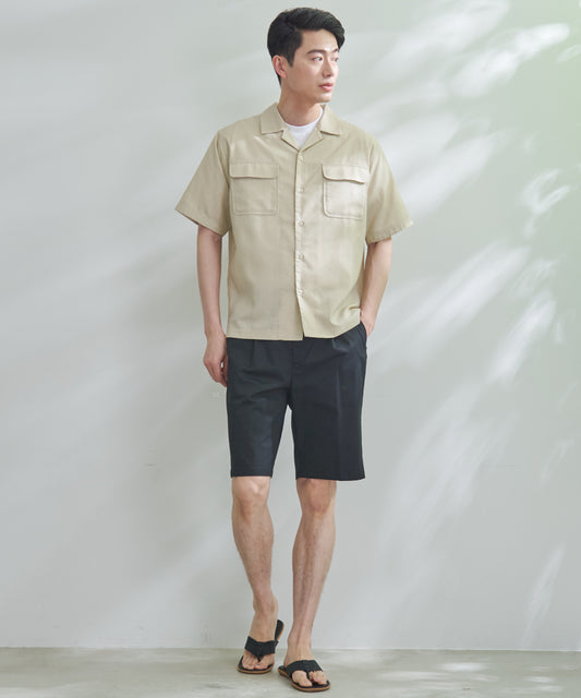 Arnold Palmer リネンブレンドオープンカラーシャツ