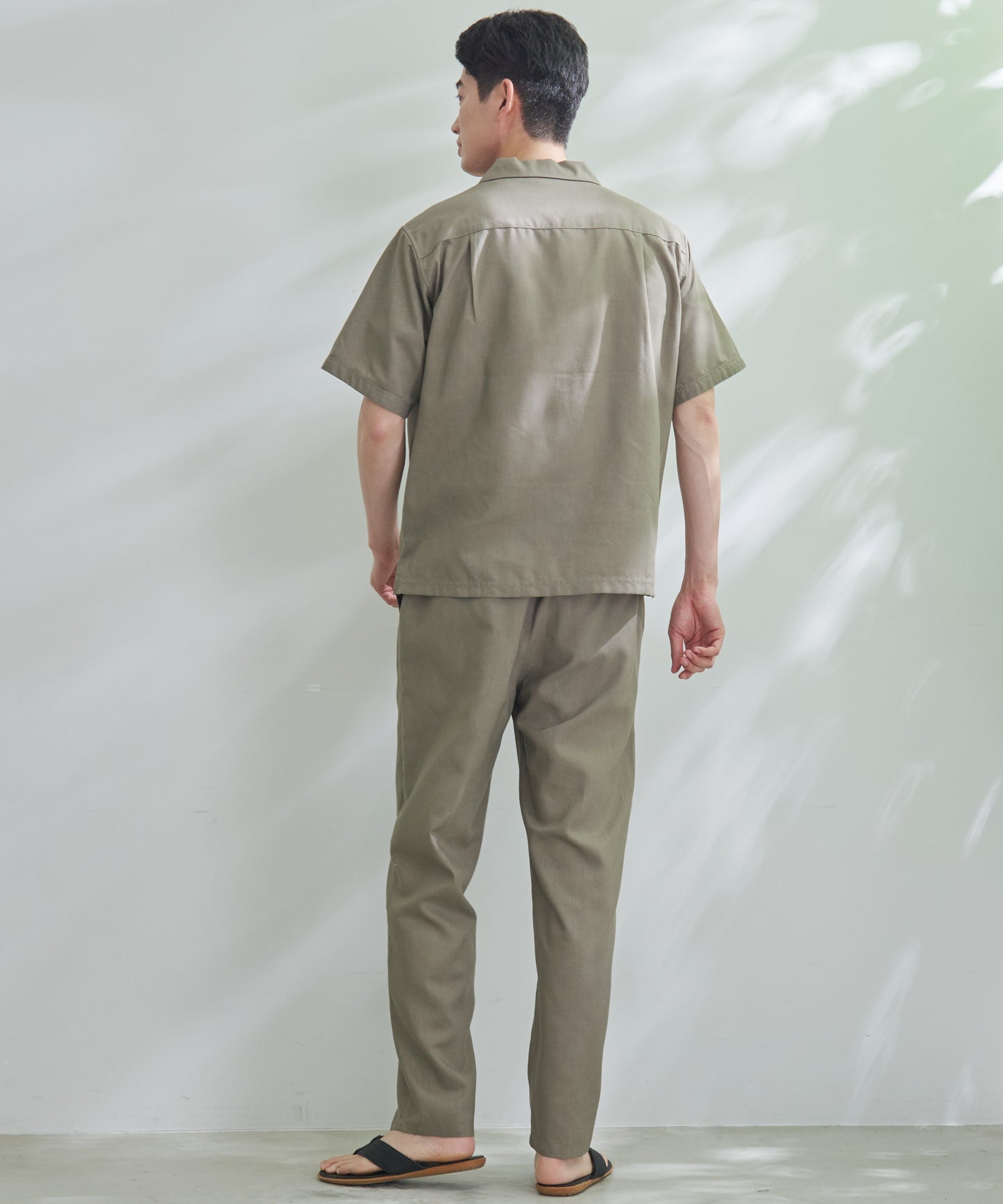 リネンブレンドオープンカラーシャツ