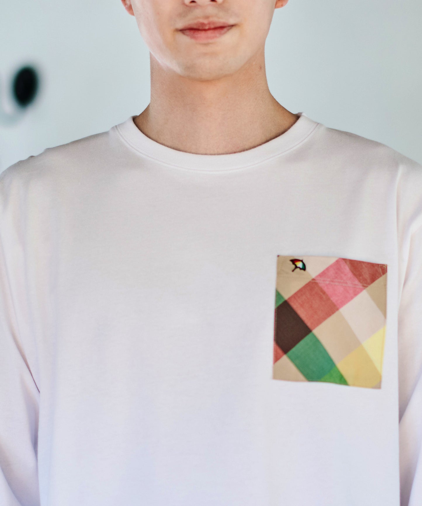 ビックパーマーチェックポケット シェアロングスリーブTシャツ