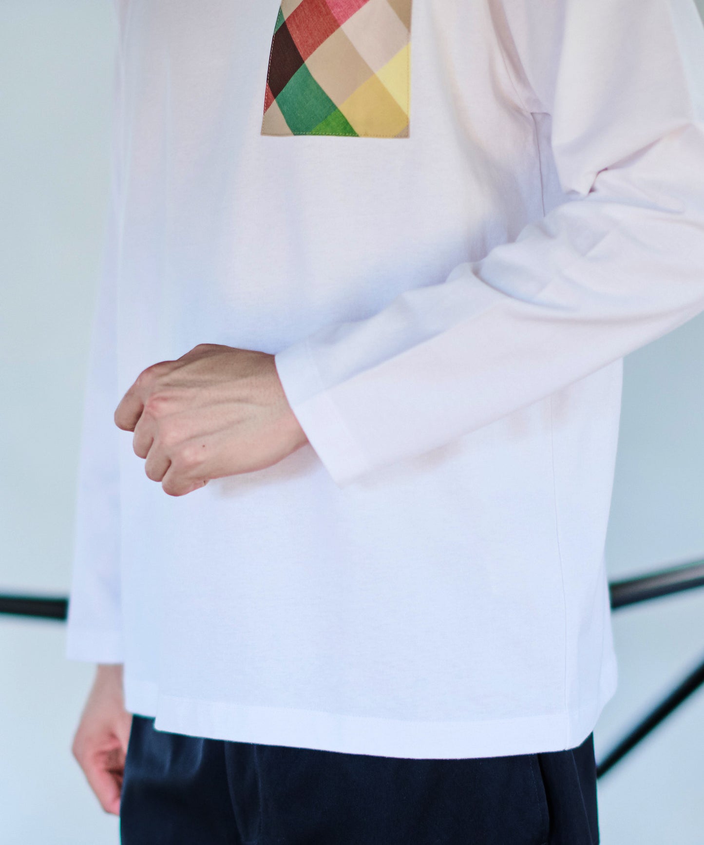 ビックパーマーチェックポケット シェアロングスリーブTシャツ